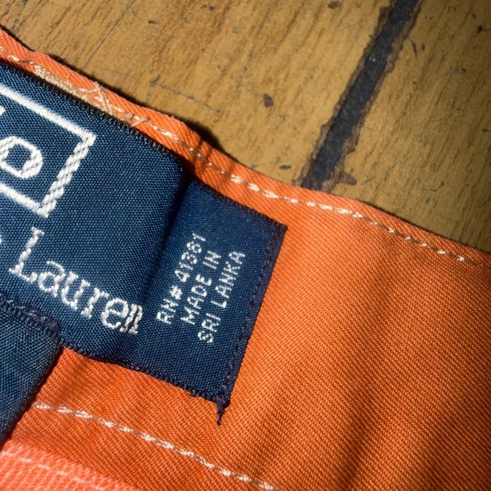 Polo Ralph Lauren Mens Big Tyler Shorts Orange Cotton Pleated Chino‎ Size 54B